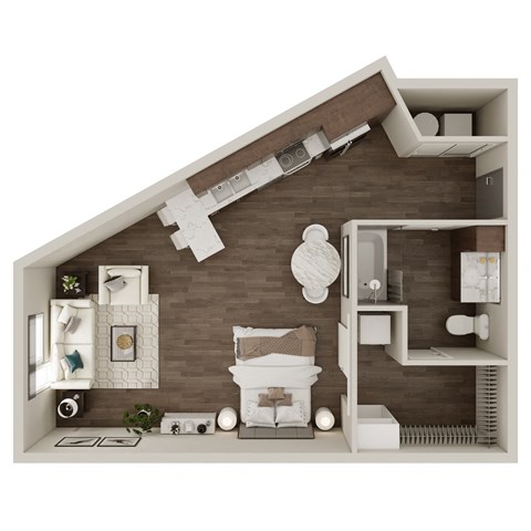 Studio 598 SF Floor Plan at The Westline at Flanagan Lake in Omaha, NE